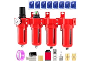 BOGERDACK Industrial Grade 4-Stage Aluminum Air Drying System, 1/2 Inch NPT, 0-150 PSI, Double Desiccant Dryer, air Regulator