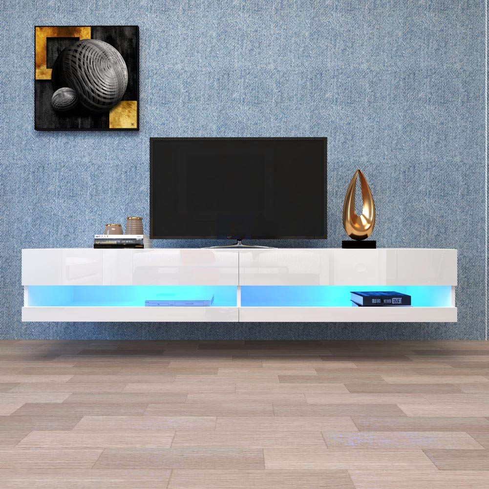 Buy Wall ed Floating 71" TV Stand with 12 Color LEDs, Living Room