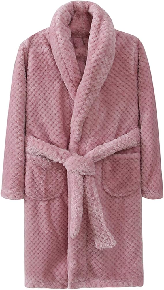 Amazon Xinvivion キッズ バスローブ ナイトガウン ロング丈 あったか 部屋着 防寒保温 子供服 フランネル ナイトウェア ふわふわ 寝間着 着物 浴衣 甚平 通販