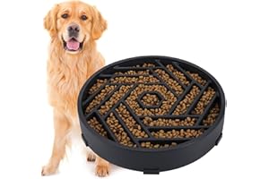 TOBYTO Slow Feeder Dog Bowls Large Medium Breed,Anti-Choking Slow Eating Dog Food Bowl,Non Slip Pet Slower Food Feeding Bowls Large Puzzle Slow Feeder Bloat Stop Maze Dog Dishes,Black
