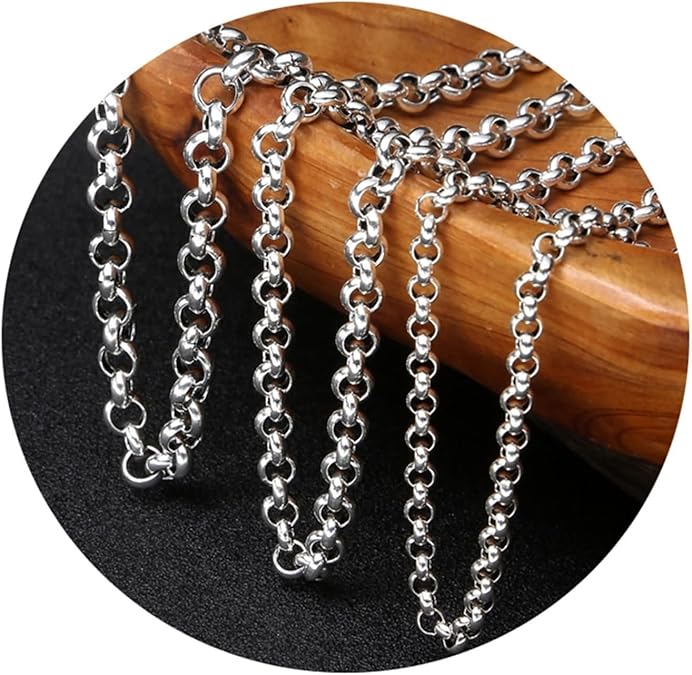 Aienid Men's Necklace 925 Silver Chain Round Chain Necklace 6mm55cm