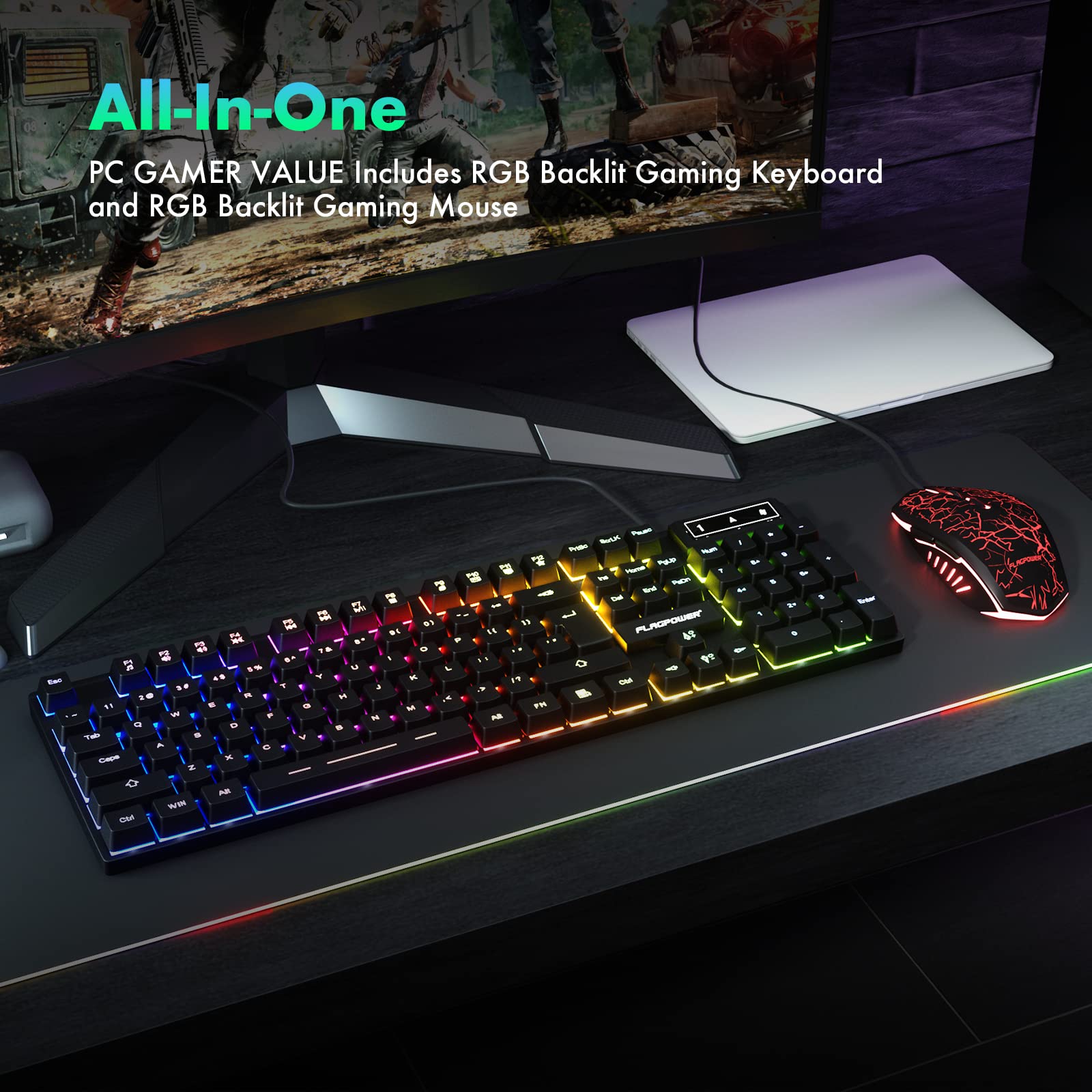 Rm Keyboard Mua RGB Gaming Keyboard and Breathing Mouse Combo, Adjustable Breathing ...
