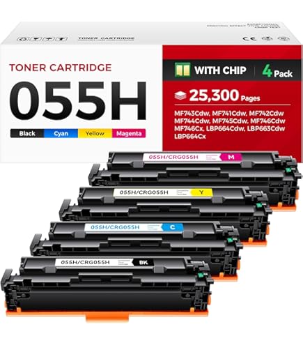 Amazon.com: 055 Toner Cartridge Set (4-Pack, Black, Cyan, Magenta