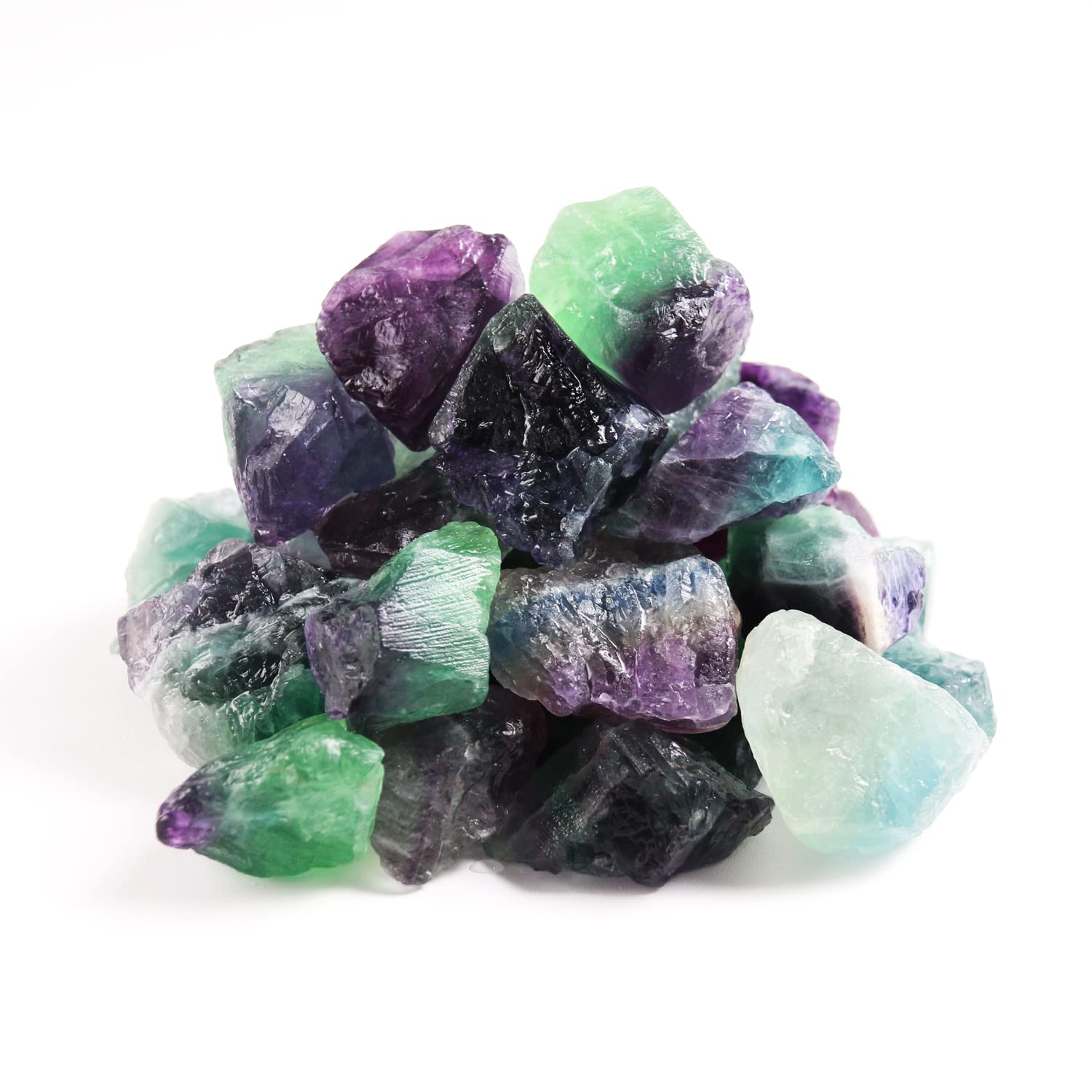 Nvzi Rough Crystals and Healing Stones, Bulk Crystals, Rocks for Tumbling, Raw Quartz Stone Bulk, Amathesis Crystal, Calcite Crystal for Decoration, Wicca, Chakra (460G) (Rainbow Flourite)