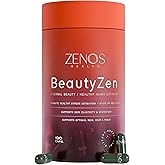 Zenos Health BeautyZen - Beauty Supplement for Hair Growth with DHT Blocker, Biotin Collagen Keratin & Antioxidants Supplement, Androgen Blocker, Anti Aging, Keratin Complex - Made in USA, 120 Caps