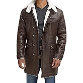 fjackets Real Lambskin Leather Jackets Mens - Premium Shearling Leather Coat Men Casual Winter Sherpa Lined Leather Fur Coats