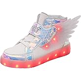 BFOEL Kids Light up Shoes LED USB Charging Flashing High-top Wings Sneakers Boys Girls Trainers for Festivals Halloween Christmas New Year Party Great Gift