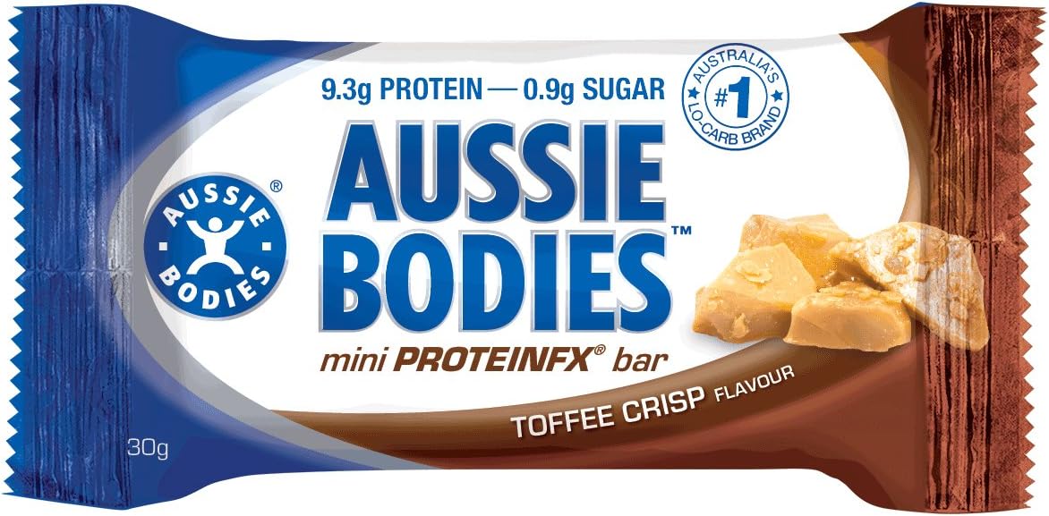 Aussie Bodies Protein Bar, 30 g, Toffee Crisp - Pack of 12