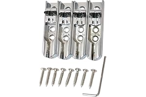 HXBER 4pcs Bass Guitar Bridge Individual Bass Bridge Guitar Bridge Single Individual Tailpiece Single String Bass Bridge Bass Guitar Saddles Compatible with 4 String Electric Bass Guitar Accessories