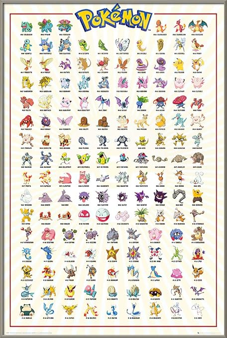 photo Pokemon Kanto poster stop online pokemon framed tv show gaming poster print kanto 151 all 151 pokemons size 24 x 36