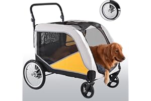 Jiprlak Extra Large Dog Stroller Dog Cat Stroller for Large Dogs 160lbs 4 Wheel Handle-Adjustable Pet Stroller for Large Dogs Foldable Pet Stroller Dog Jogging Carriage Stroller for 2 Dogs
