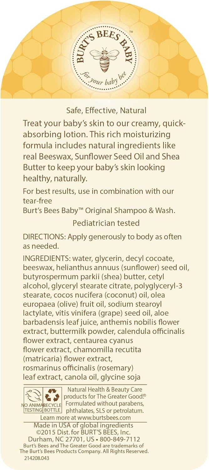 Burt's Bees Baby Nourishing Lotion, Original Scent Baby Lotion - 12 Ounce Tube : Baby