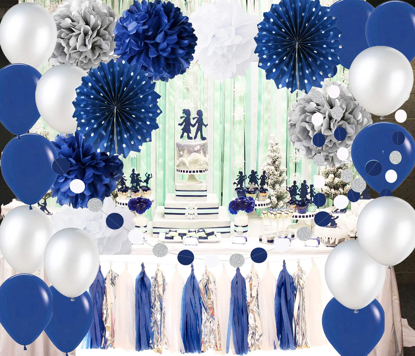 Navy And Silver Winter Party Decorations Navy Decorations Latex