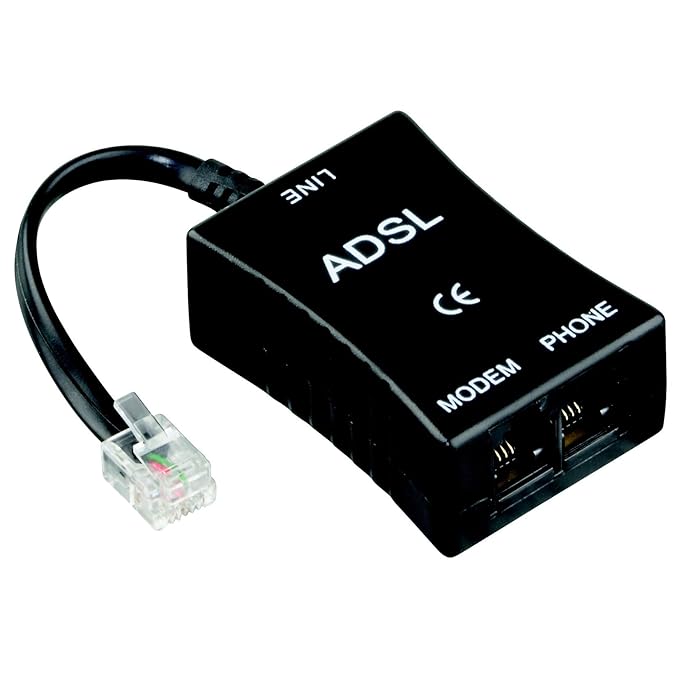 Hama Filter ADSL, RJ 11, Jack 6P 4 C M/2 Jack 6P 4 C F, schwarz