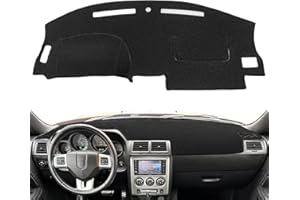 AKMOTOR Dash Cover Mat for Dodge Challenger with Light Sensor w/o Speaker Cutout, Dashboard Pad Carpet Protector K185 (Black)