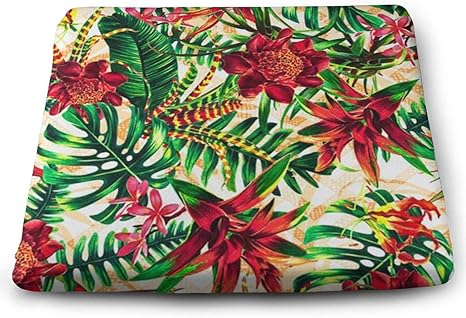 Amazon Co Jp 赤い花 緑の葉 座面クッション おしゃれ 低反発 座布団 人気 高級感 記憶泡 スクエア クッション 滑り止め付き 厚い チェアパッド 通気性 椅子 クッション ホーム キッチン