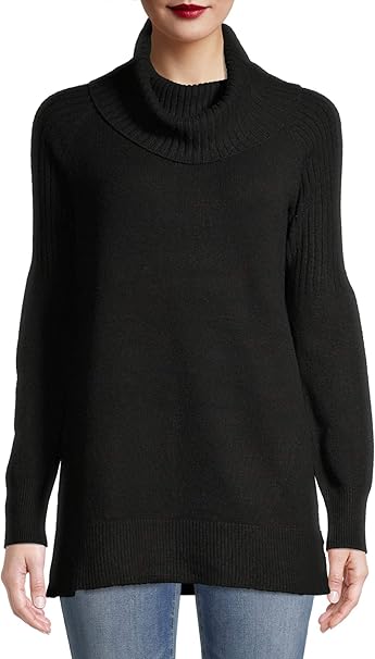 Time & Tru Women's Cowl Neck Tunic Sweater at Amazon Womenâs Clothing store