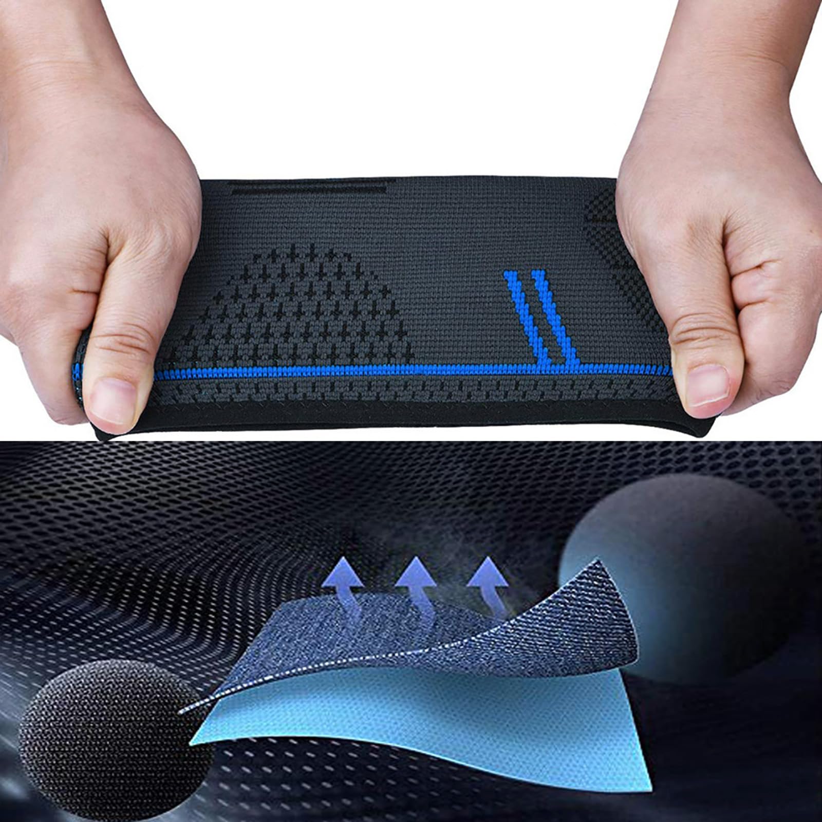 Seitaku Knee Braces for Women Men 2 Pack, Knee Compressin Sleeve Support for Running, Working out, Weightlifting, Football, Basketball, Gym, Sports (Navy, Medium)