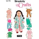 Simplicity S5276 Baby Doll Pajama &amp; Clothing Sewing Pattern, Nine Doll Outfit Designs, 18-Inch Dolls, One Size
