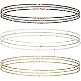 Kigeli 9 Pack Waist Bead Chains for Women Stretchy African Belly Chain Stomach Beads Body Bikini Jewelry (Clear, Black, Gold)