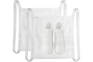 LOQJSS Shoe Dryer Bag, 2 Pack Adjustable Sneaker Dryer & Washing Machine Bag, Non-SLI-p Dryer Bag for Shoes, Clothing(White)