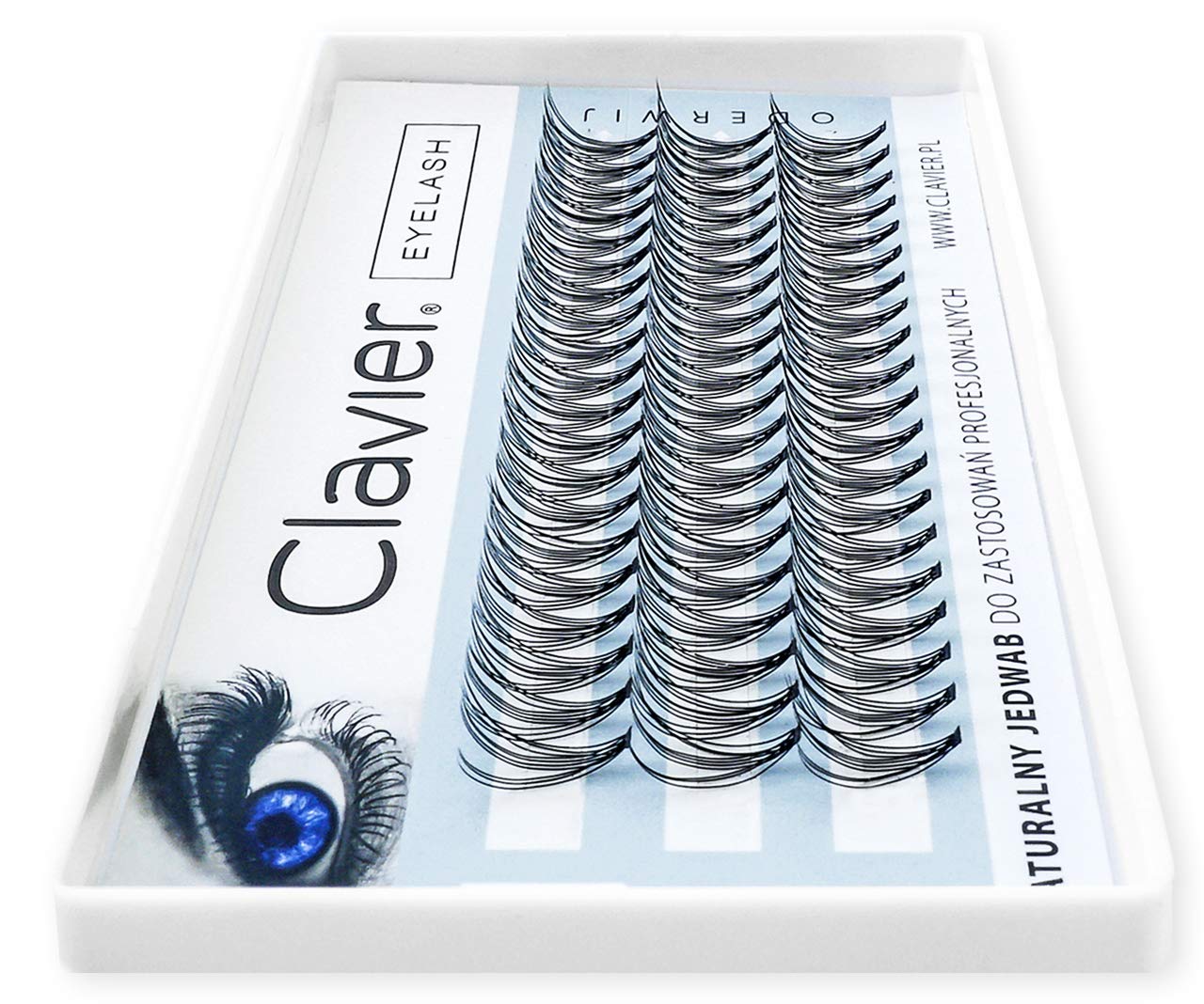 Clavier Artificial lashes in tufts C-Curl Classic | 10 real silk eyelash tufts | Different lengths from 8 to 15 mm | Natural looking, for a multidimensional effect