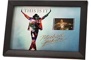veratwo Michael Signed Jackson Framed Photo Gifts 8x6 Inches with 1x 35mm M J Memorabilia Film Display,Great Music Room Decor Collectible for Michael Jackson Fans, Black
