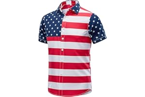 EUOW Men's Hawaiian Shirt Short Sleeves Printed Button Down Summer Beach Dress Shirts