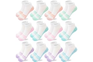 Bemeol Girls Socks 12 Pairs Ankle Socks for Girl Running Athletic Low Cut Sock Cotton Sports Sock