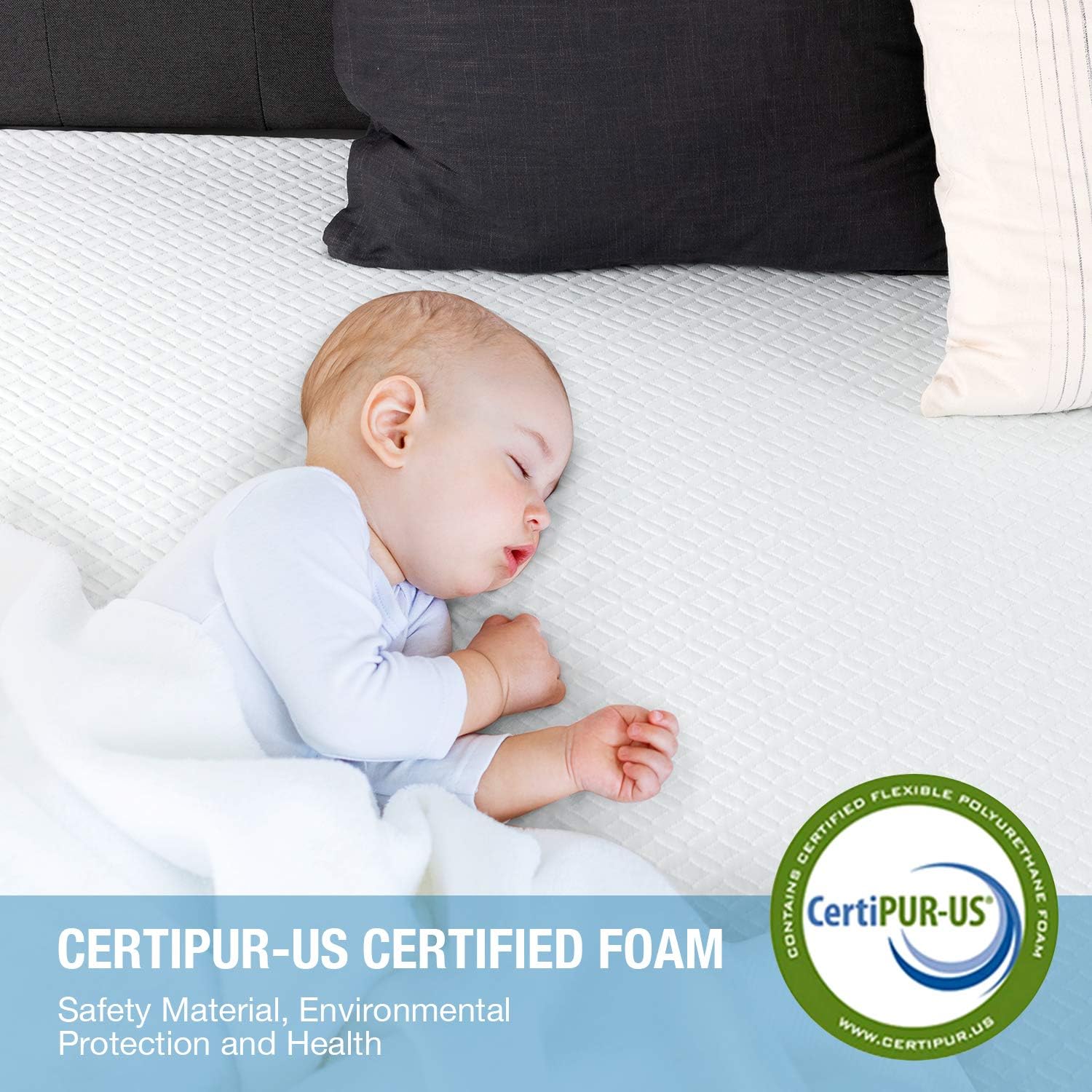 Mattress Toppers Lauraland Twin Memory Foam Mattress Topper CertiPURUS
