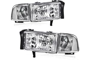 PIT66 Headlights Assembly Compatible with 1994-2001 Dodge Ram 1500/1994-2002 Dodge Ram 2500 3500 Clear Lens Clear Housing Cle