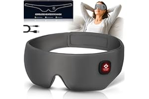 MUTILPLX Silk Cordless Heated Eye Mask, Washable Sleep Mask With Warm Compress, Soft Pressure-Free Shade Blindfold, Electric Heating Pad for Blepharitis, Sinus, Stye - Gifts for Men Women (Grey)