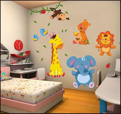 Safari Lion Elephant Girafe Stickers Enfants Stickers Muraux Enfants Chambre Art Mural 210 85cm 78cm Multicolore Decorations Murales Bebe Puericulture Lawawarenesssociety In