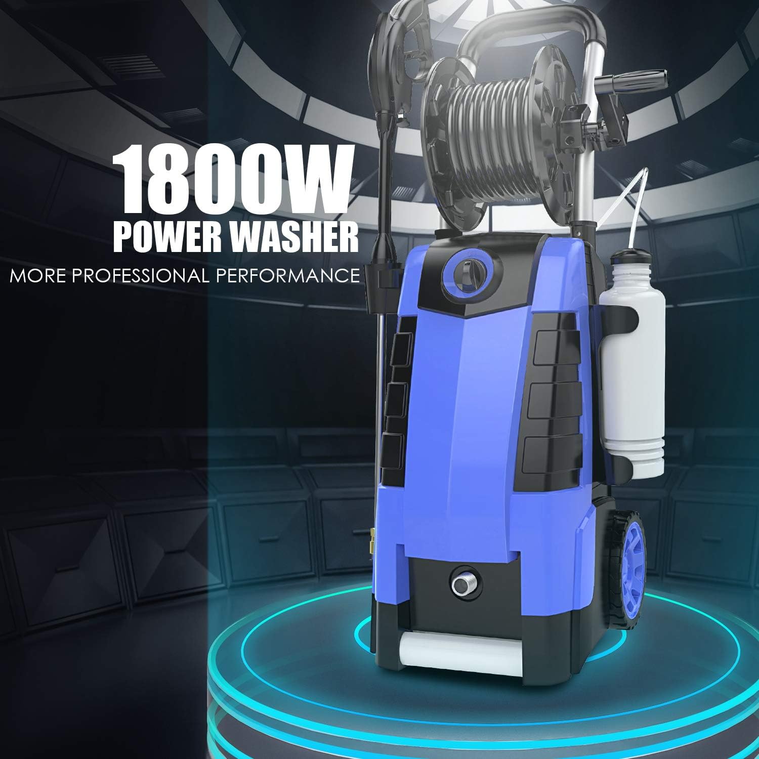 TEANDE 3800PSI Electric Pressure Washer, 2.8GPM High Pressure Power Washer 1800W Machine for Cars Fences Patios Garden Cleaning Hose Reel : Garden & Outdoor