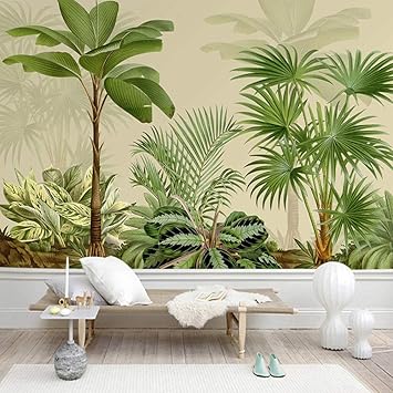 Plantas Tropicales Pintado A Mano Arbol Hoja Pared Salon