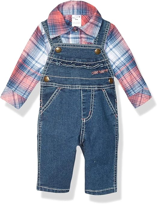 Carhartt Baby Girls Overall and Top 2Piece Clothing Set