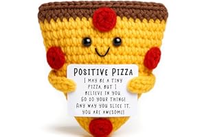 OCCDESIGN Mini Christmas Inspirational Pizza Gifts Handmade Positive Crochet Animal Pizza for Motivation Christmas Birthday Gift for Women Coworker Friends Christmas Stocking Stuffers White Elephant Gifts Idea