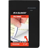 AT-A-GLANCE 2026 Daily Appointment Book Planner - 5 X 8 Inches, Half-Hour Slots, Black Faux Leather