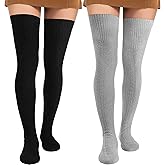 Pleneal Thigh High Socks - 1/2 Pairs Womens Thigh High Over Knee Boot Socks Leg Warmers