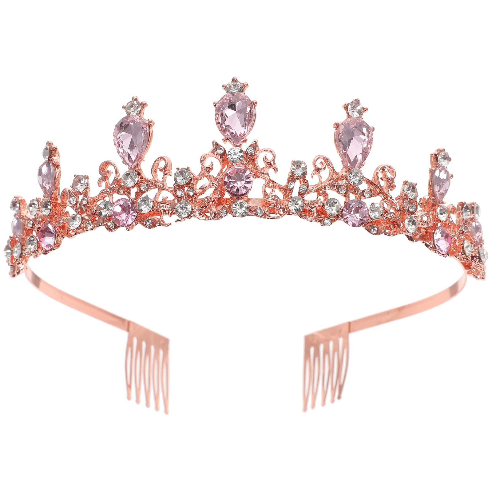 Lurrose Alloy Crystal Coming of Age Crown for Wedding Bridal Tiara Headband Queen Elegant Hair Accessory