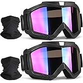 YENPK Dirt & Motocross Bike Goggles, 2-Pack Windproof Racing Goggles for ATV, Ski & Snowboard