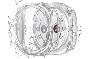 Cuteey 2+2 Pack for Samsung Galaxy Watch 7 Ultra Screen Protector Case 47mm, Hard PC Bumper Cover with Anti-Fog Tempered Glass Screen Protector for Galaxy Watch 7 Accessories Clear,47mm
