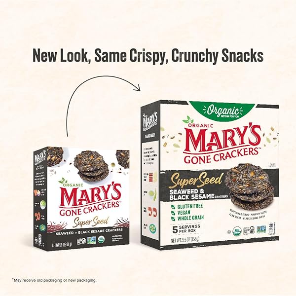 MARYS GONE CRACKERS, CRACKERS SUPER SEED BLACK SESAME SEAWEED ORGANIC, 5.5 OUNCE