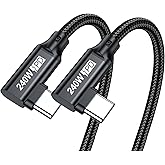 240W USB C to USB C Cable 1.6FT,Right Angle PD 3.1 Type C to C 5A Fast Charging Cable for MacBook Pro/Air,iPad Pro/Air/Mini,iPhone15/15Pro/15Plus/15ProMax,Samsung S24/S23/S22,Surface Book2,Pixel