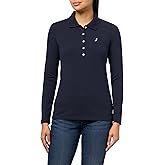 Nautica Womens Long Sleeve Solid Collared Polo Shirt