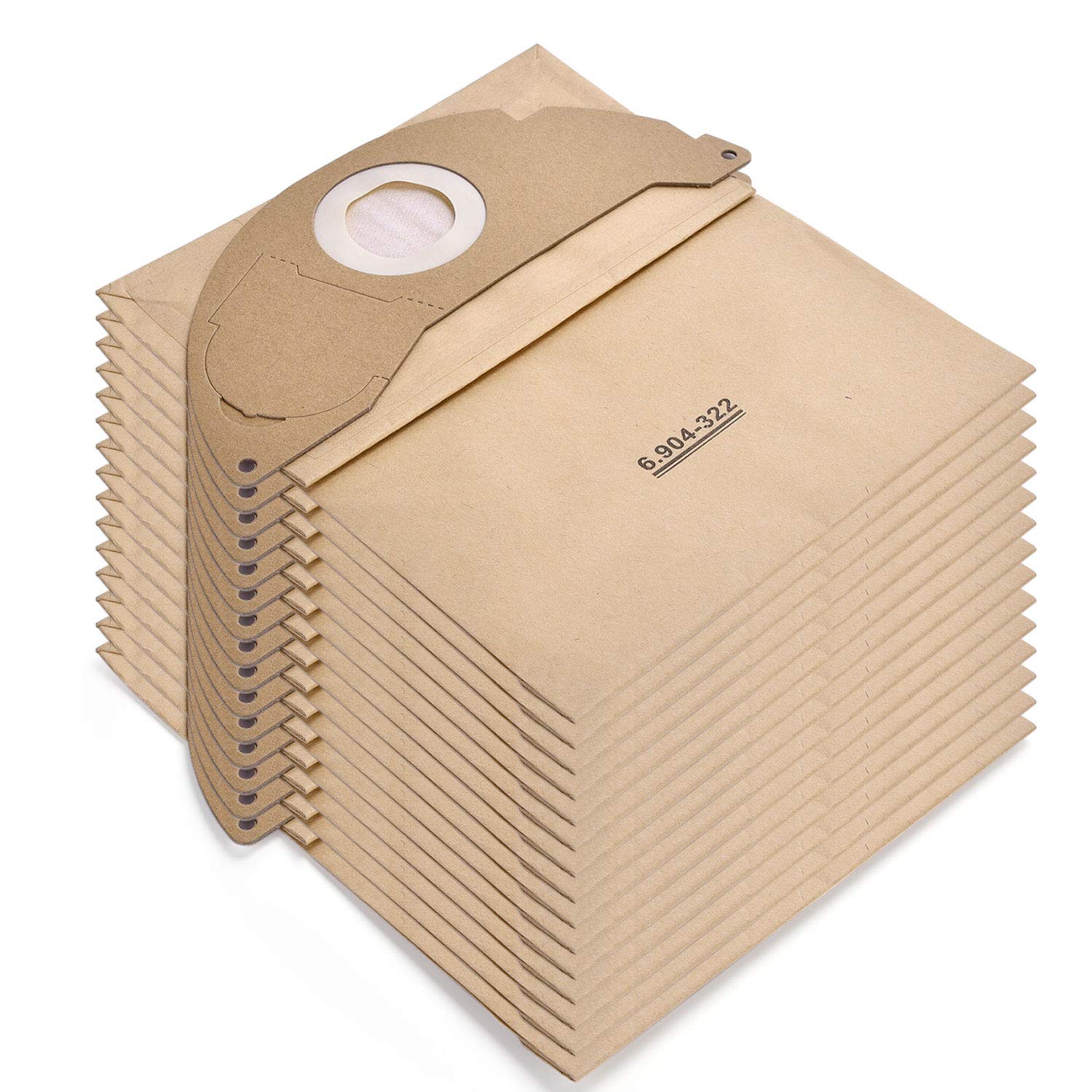 Rebirthcare 15 pack Paper Filter Bags for karcher 6.904-322.0, Wet & Dry vacuum cleaner for wd2 mv2 wd 2.200 wd2250 a2004 a2054 a2099 vacuum bags