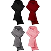 Croloose Kids Winter Warm Scarves Knit Solid Color Children Soft Neck Warmer Wrap Outdoor for Toddlers Boys Girls 5-10 Years