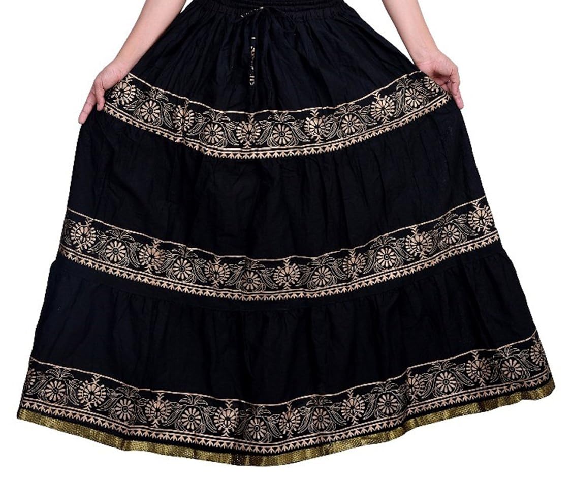 decot paradise women's cotton skirt, free size (black, dl3123)