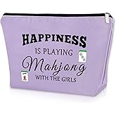 Sazuwu Mahjong Gifts for Women Funny Purple Makeup Bag Mahjong Themed Items Mahjong Lover Gifts for Mahjong Players Lucky Mahjong Gifts for Mom Sister Birthday Christmas Gifts Travel Pouch