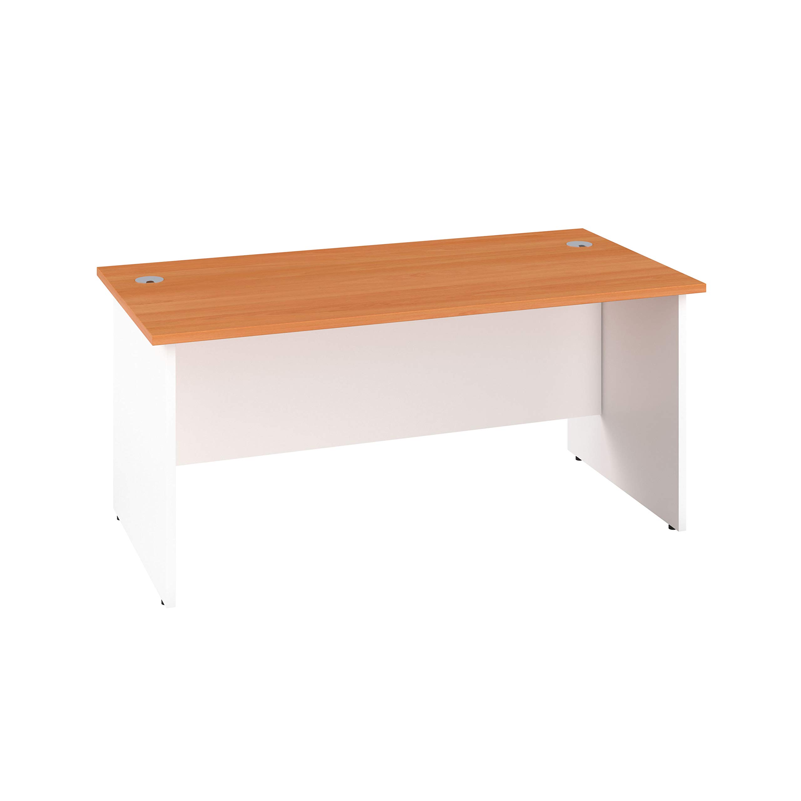 Office Hippo Heavy Duty Rectangular Office Desk with Panel Ends, 160 x 80 x 73 cm, White Legs, Beech Top
